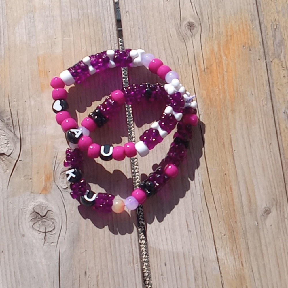 Handmade Demon Slayer themed bracelets.